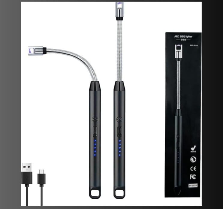 Gas Lighter for Kitchen Use | C-Type Rechargeable Electric Lighter Stove & Candle Lighter with USB Charging Port | 1 Year Warranty | 400 Uses in Single Charge