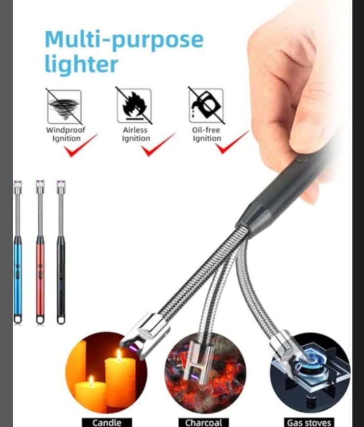 Gas Lighter for Kitchen Use | C-Type Rechargeable Electric Lighter Stove & Candle Lighter with USB Charging Port | 1 Year Warranty | 400 Uses in Single Charge
