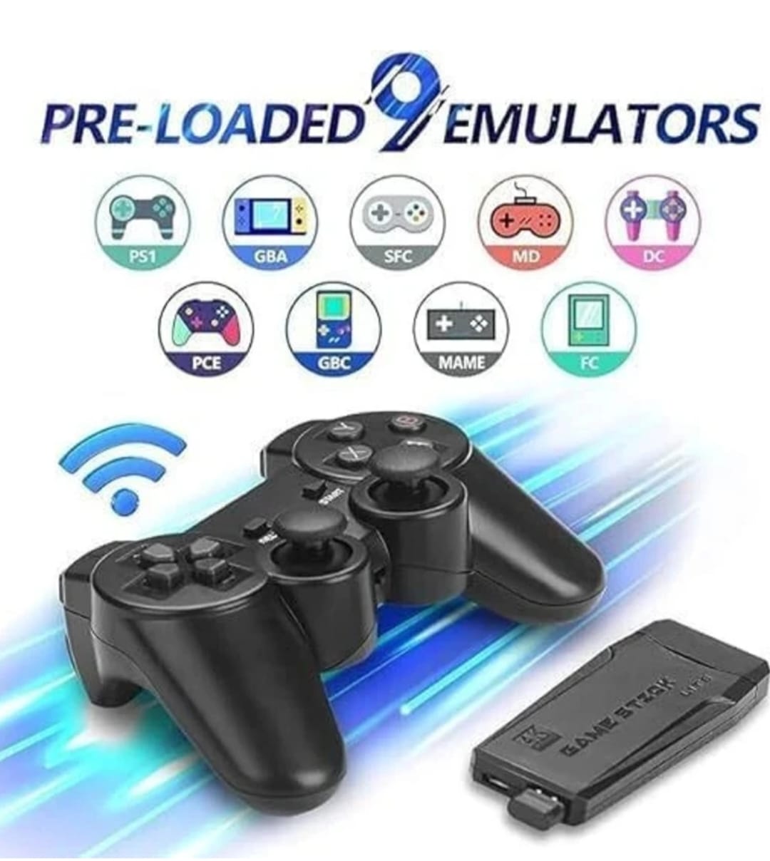IC Plus Video Game for Tv 2.4G Wireless Controller Gamepad Set Plug and Play Console for 3D Games, +10000 Preloaded Games, Dual Controllers, HDMI Output Ultimate 90s Retro Game