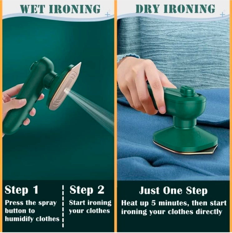 Portable Mini Steam Iron l Hot Dry & Steam Dry l 60 ml water Capacity