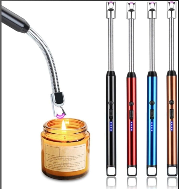 Gas Lighter for Kitchen Use | C-Type Rechargeable Electric Lighter Stove & Candle Lighter with USB Charging Port | 1 Year Warranty | 400 Uses in Single Charge